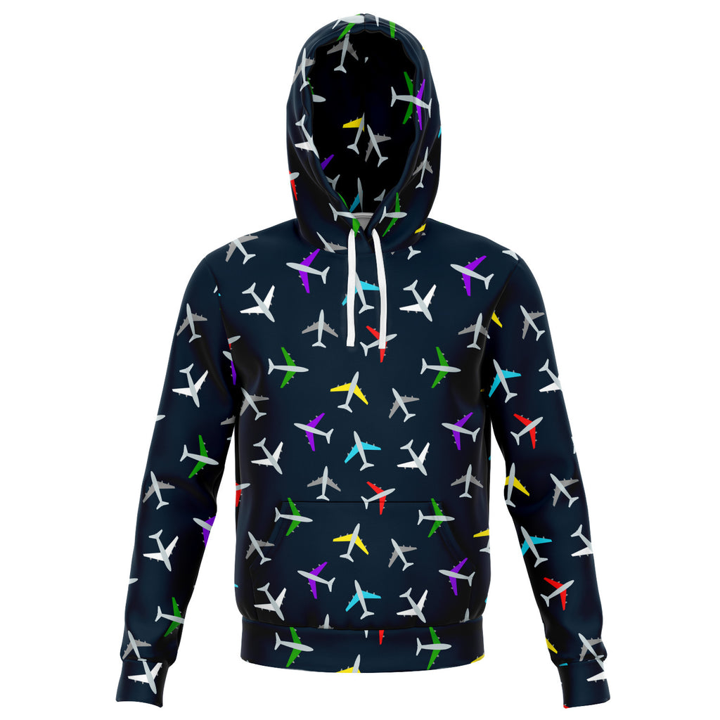 Colorful Airplane Pattern Athletic Hoodie