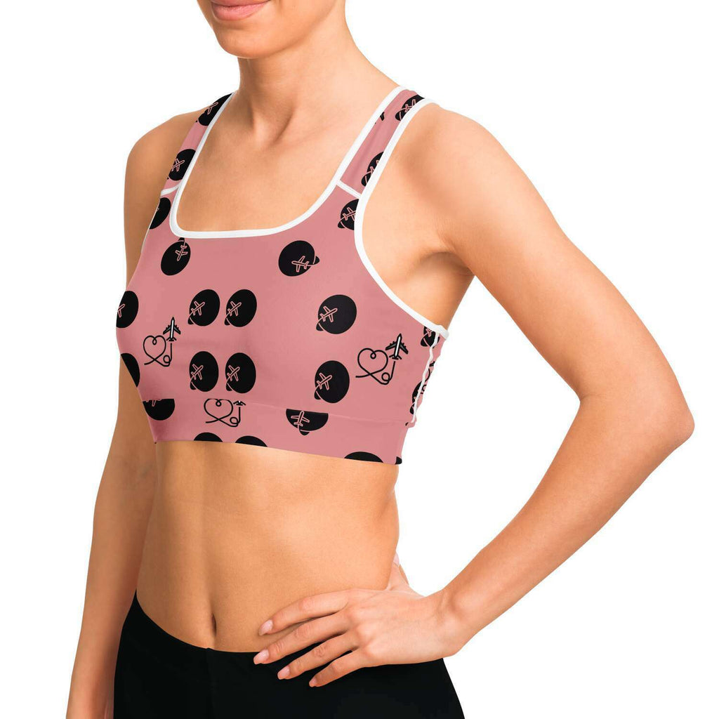 Travel Lover Polka Sports Bra