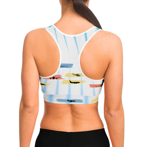 Airplane Zebra Sports Bra