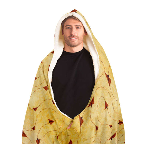 Paper Plane Routes Comfy Hooded Blanket