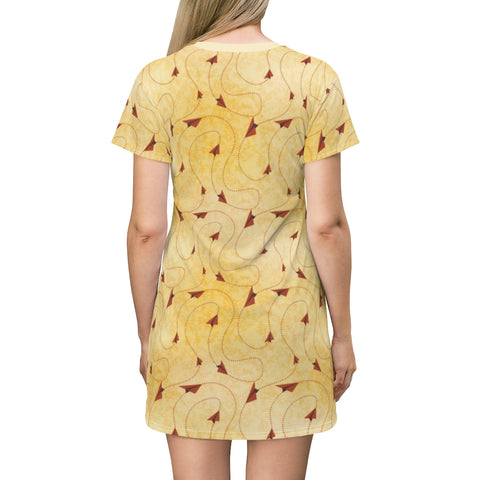 Paper Plane Routes T-Shirt Dress