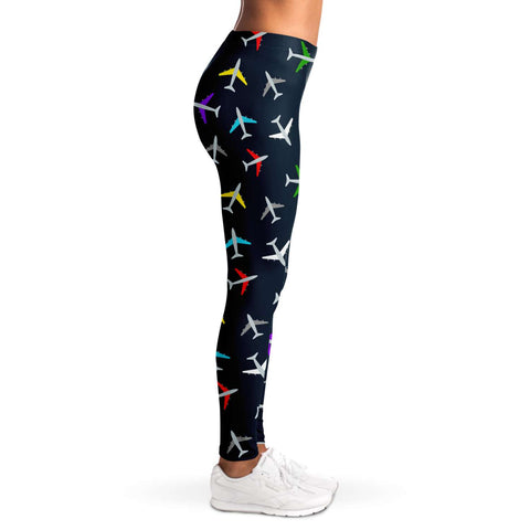 Colorful Airplane Pattern Legging