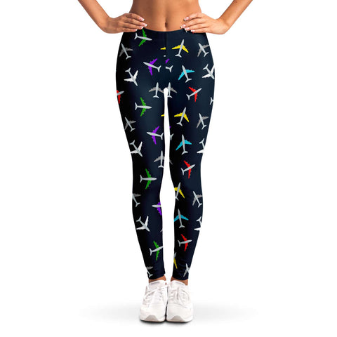 Colorful Airplane Pattern Legging