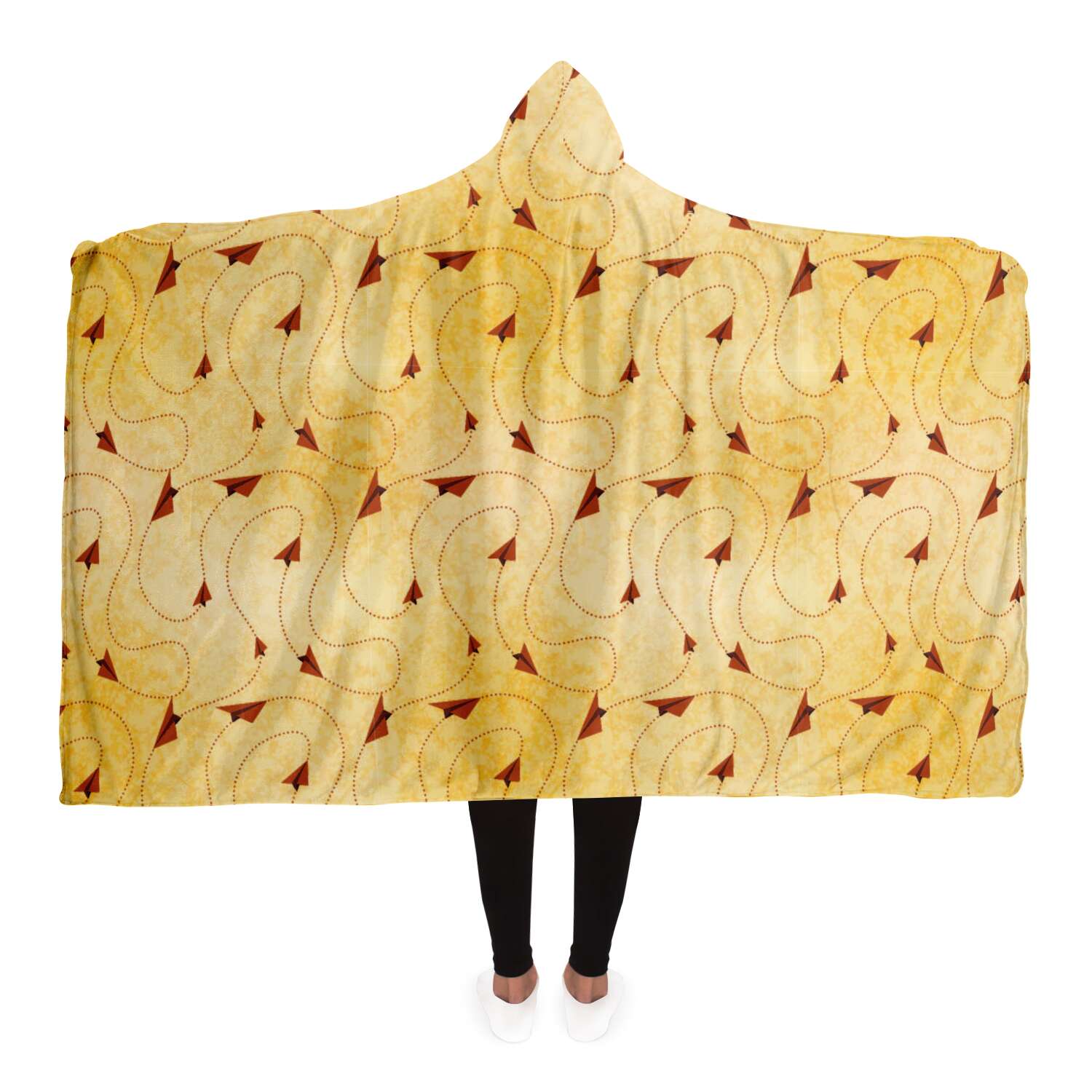 Paper Plane Routes Comfy Hooded Blanket