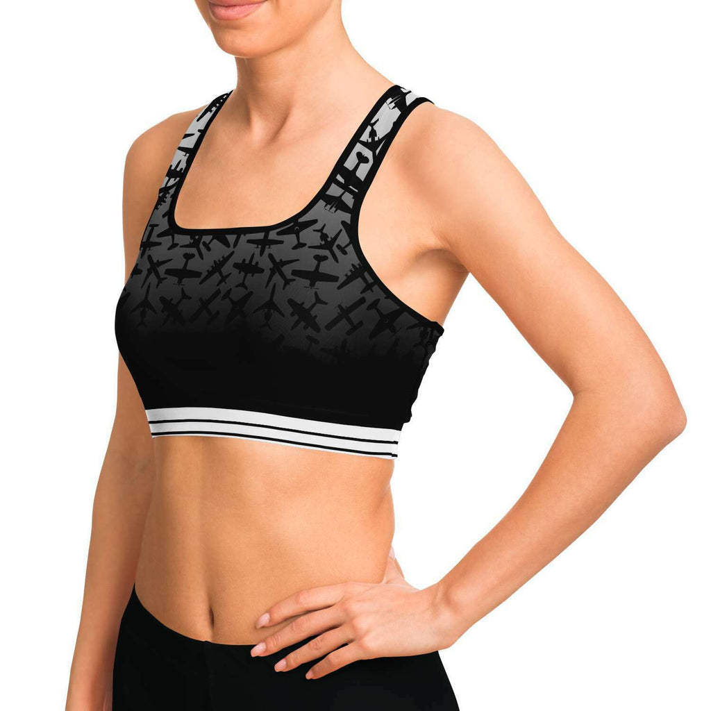 Airplane Silhouette Sports Bra