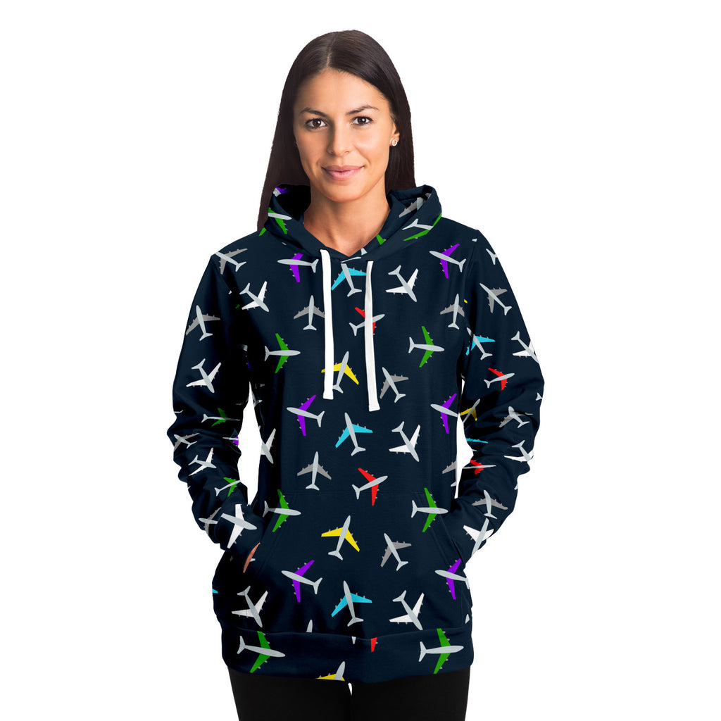 Colorful Airplane Pattern Athletic Hoodie