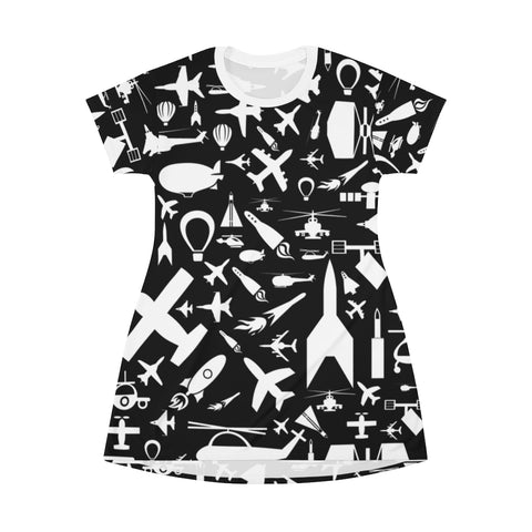 Aircraft Pattern T-Shirt Dress