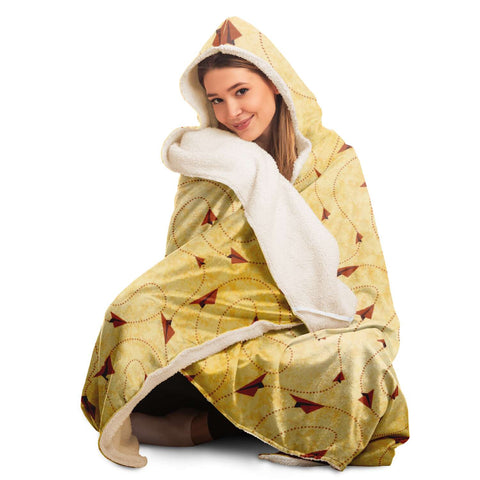 Paper Plane Routes Comfy Hooded Blanket