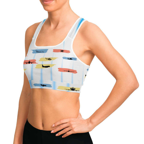 Airplane Zebra Sports Bra