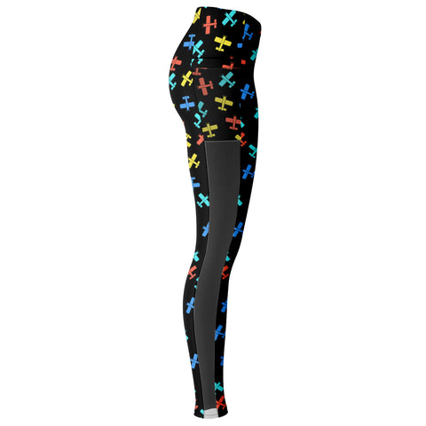 Colorful Cessna Pattern Mesh Pocket Legging