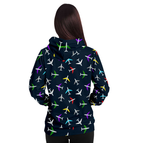 Colorful Airplane Pattern Athletic Hoodie