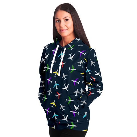 Colorful Airplane Pattern Athletic Hoodie