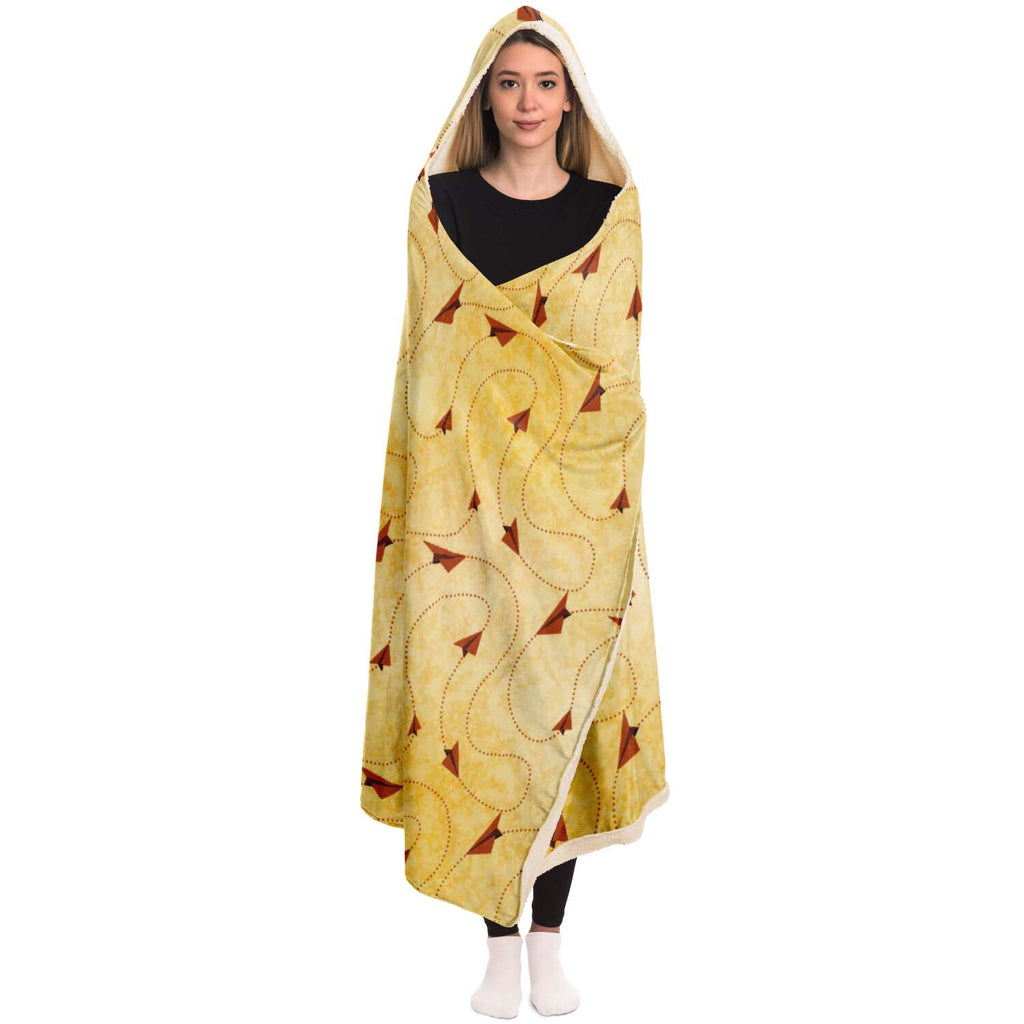 Paper Plane Routes Comfy Hooded Blanket