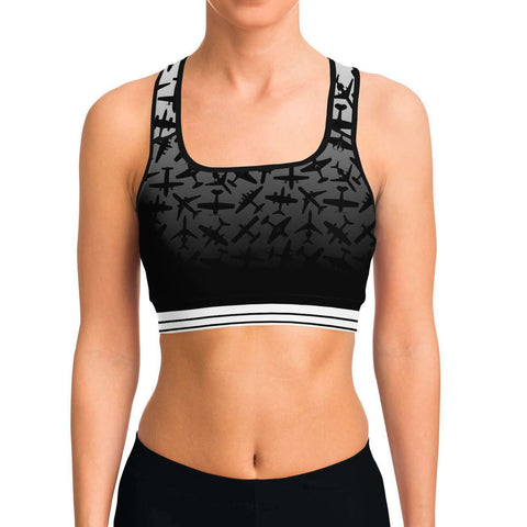 Airplane Silhouette Sports Bra