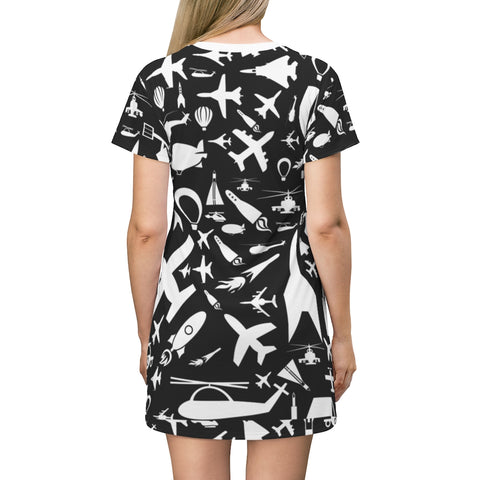 Aircraft Pattern T-Shirt Dress