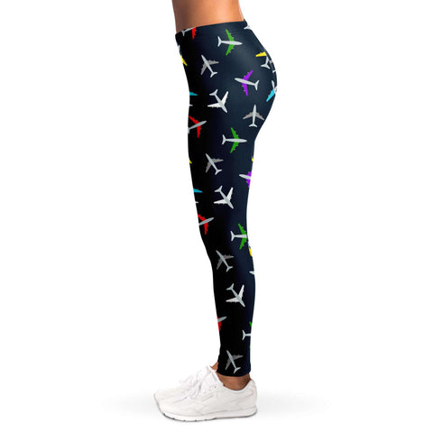 Colorful Airplane Pattern Legging