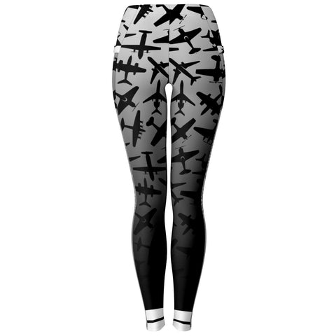 Airplane Silhouette Mesh Pocket Legging