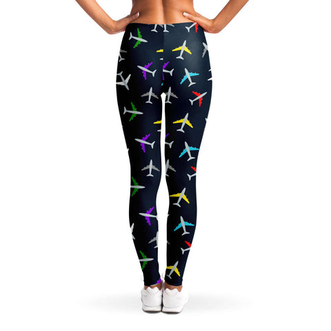 Colorful Airplane Pattern Legging