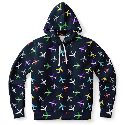 Colorful Airplane Pattern Athletic Hoodie