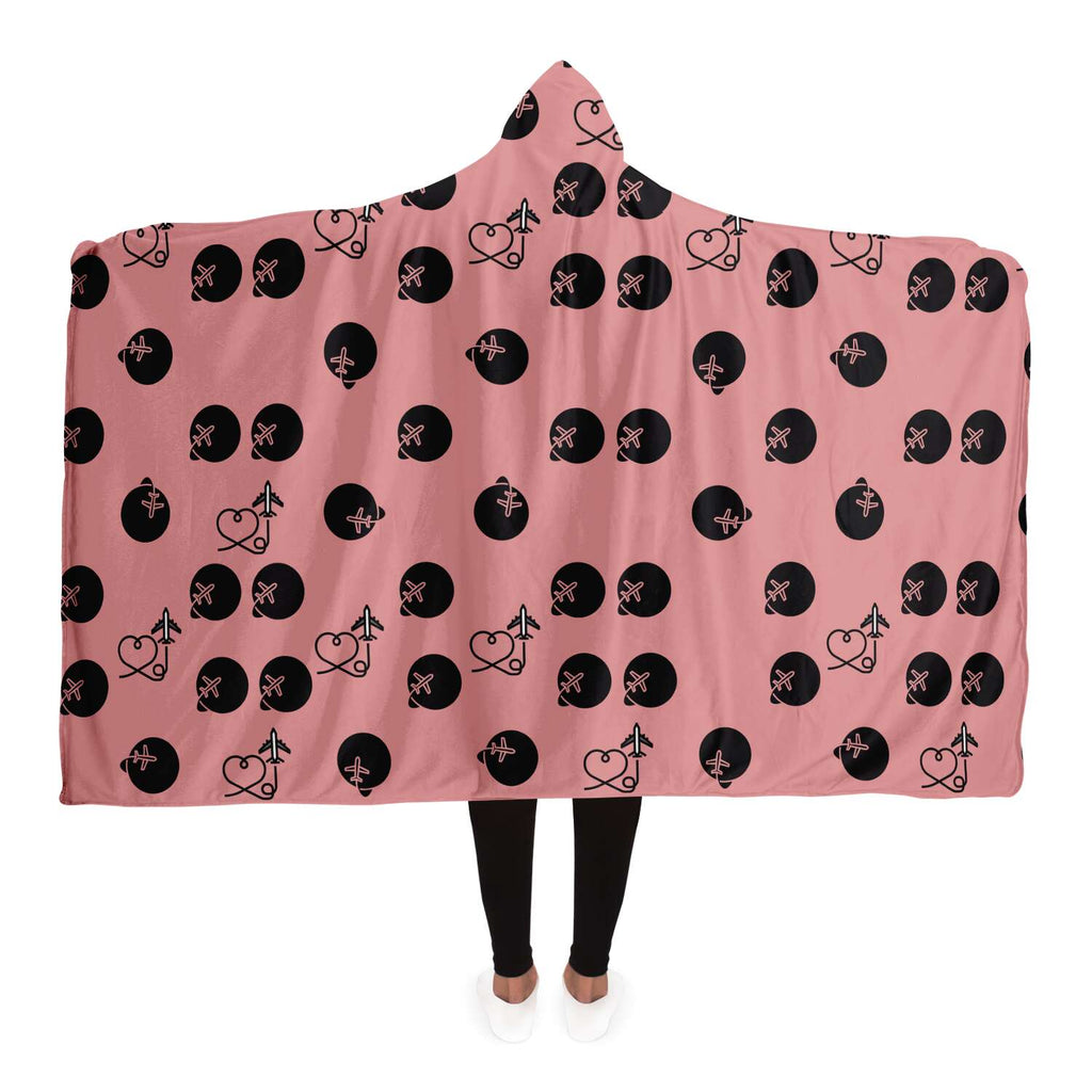 Travel Lover Polka Comfy Hooded Blanket