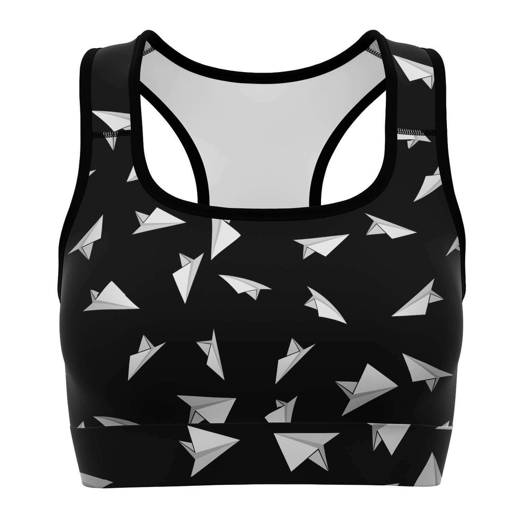 Paper Plane Pattern Sports Bra