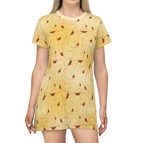 Paper Plane Routes T-Shirt Dress