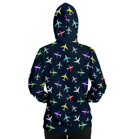 Colorful Airplane Pattern Athletic Hoodie