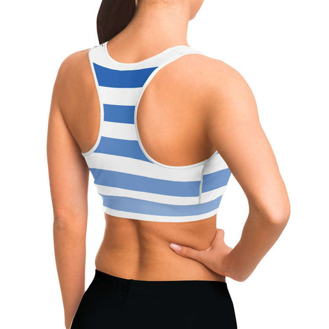 Blue Stripes Sports Bra