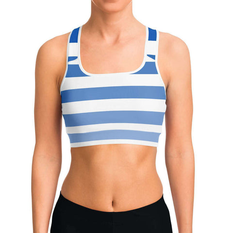 Blue Stripes Sports Bra