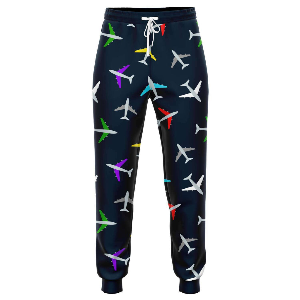 Colorful Airplane Pattern Athletic Jogger