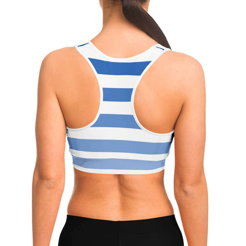 Blue Stripes Sports Bra