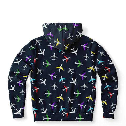 Colorful Airplane Pattern Athletic Hoodie