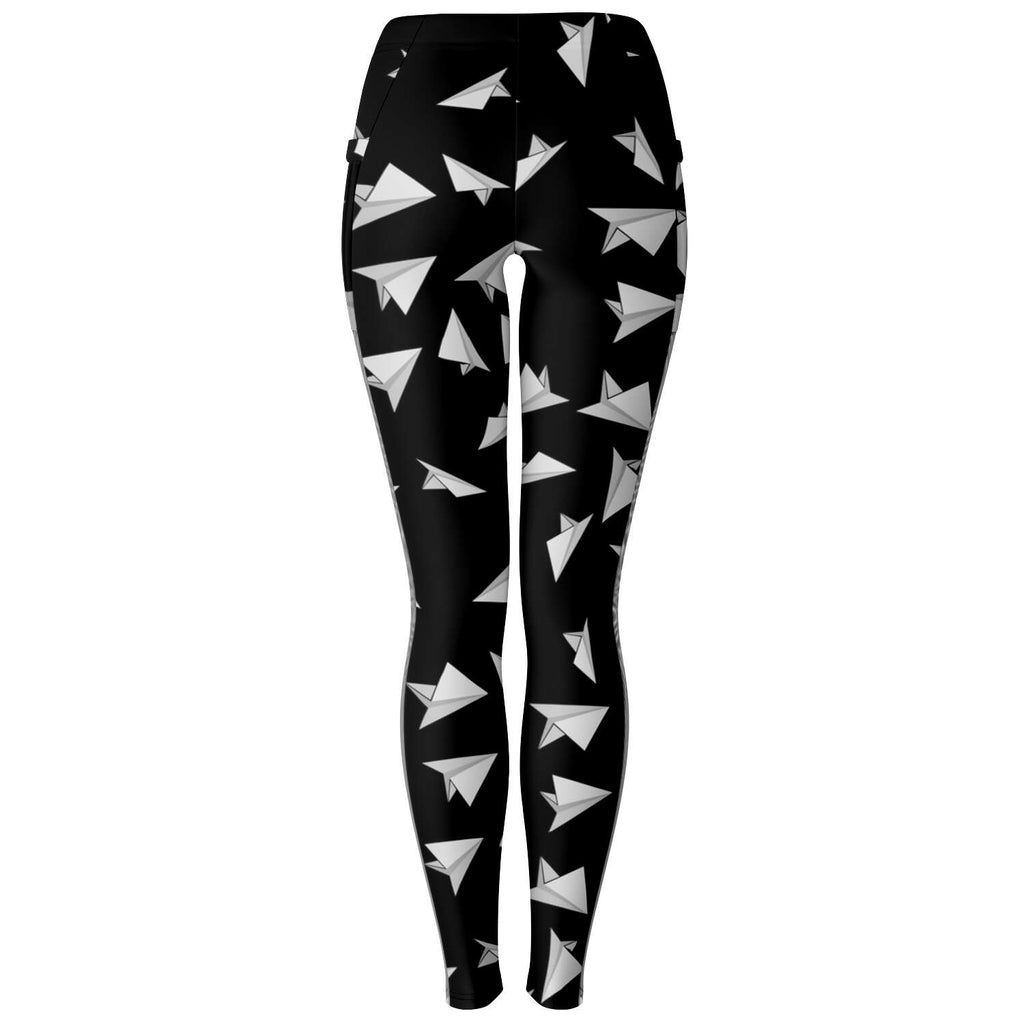 Paper Plane Pattern Mesh Pocket Legging