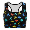 Colorful Cessna Pattern Sports Bra